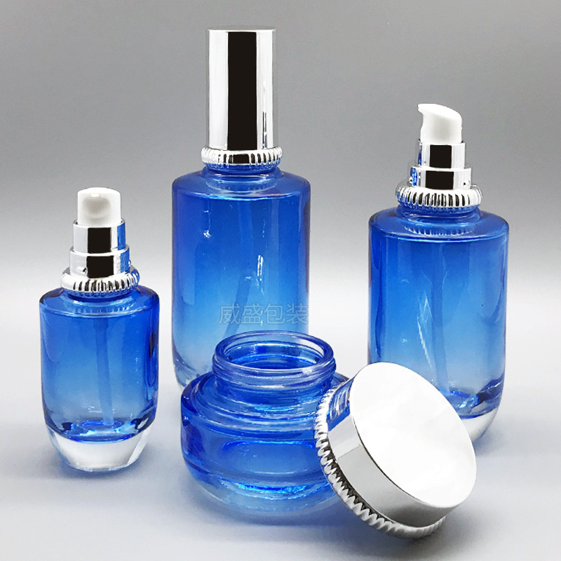 石榴瓶子 蓝色石榴瓶子现货化妆品玻璃瓶定制(图3)